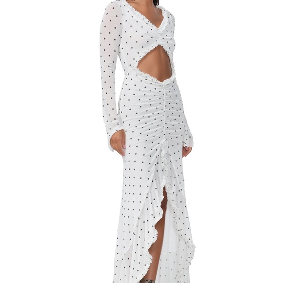 NWT Cat Micro Ruffle Maxi Blanc Micro Dot - Picture 2 of 3